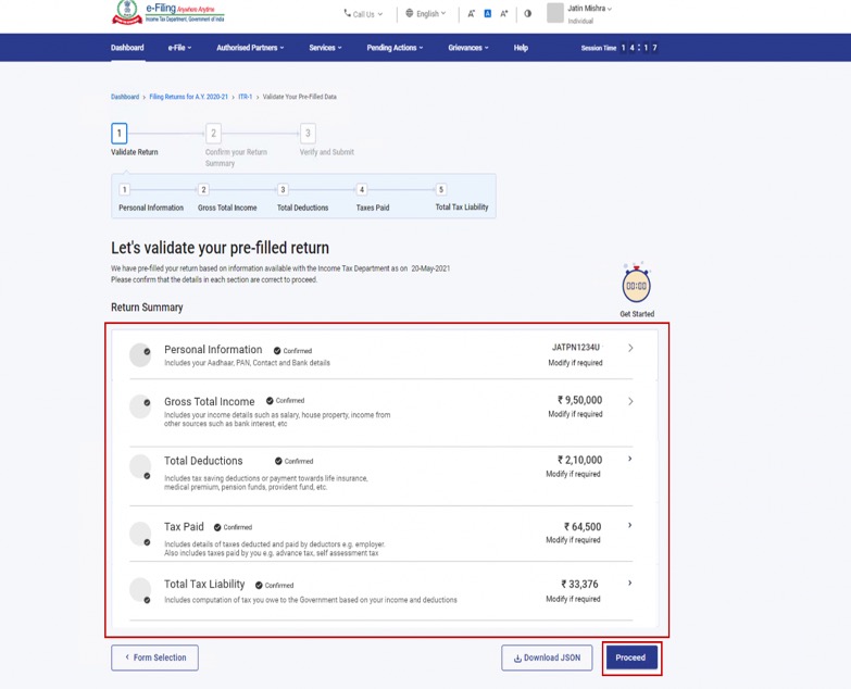incometaxindiaefiling pre-filled income and deductions
